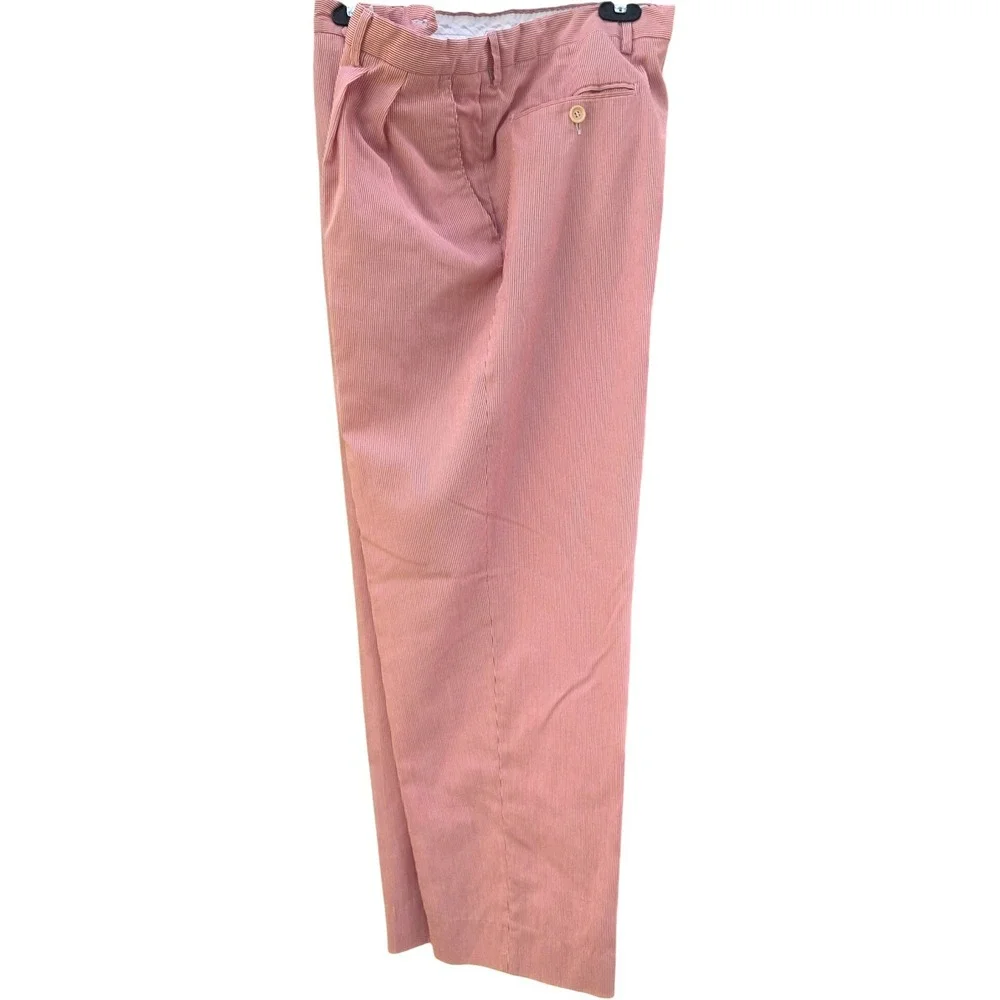 Bullock & Jones Seersucker Pants Mens 36 Red White Pleated‎ Bossi Italy